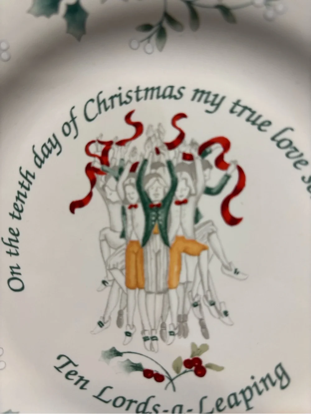 Pfaltzgraff Christmas Ten Lords-a-Leaping 8” plate. 12 Days of Christmas series